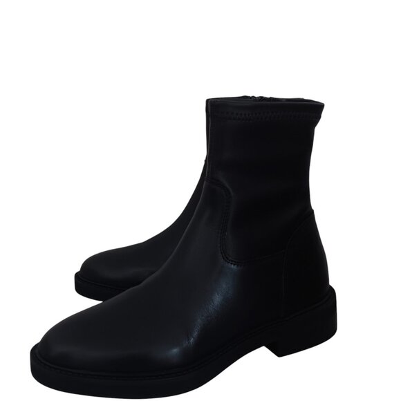 NEW Steve Madden Women's Lazio Black Leather & PU Boot Full Side‎ Zip Size 8.5M - Picture 1 of 11